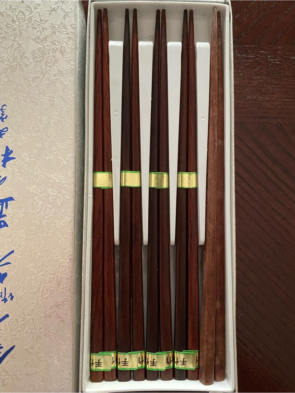 Boxed set of traditional Japanese Wooden  Chopsticks complete with matching rest